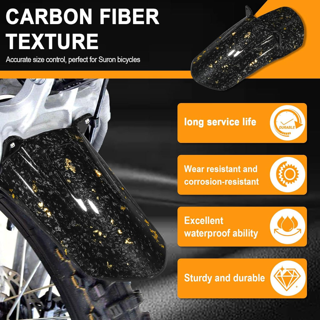Sur Ron Rear Cushion Fender,Carbon Fiber Motorcycle Fender Mud Guard for Surron Sur Ron Light Bee X/S Segway X260 X160 Electric Dirt Bike Gold