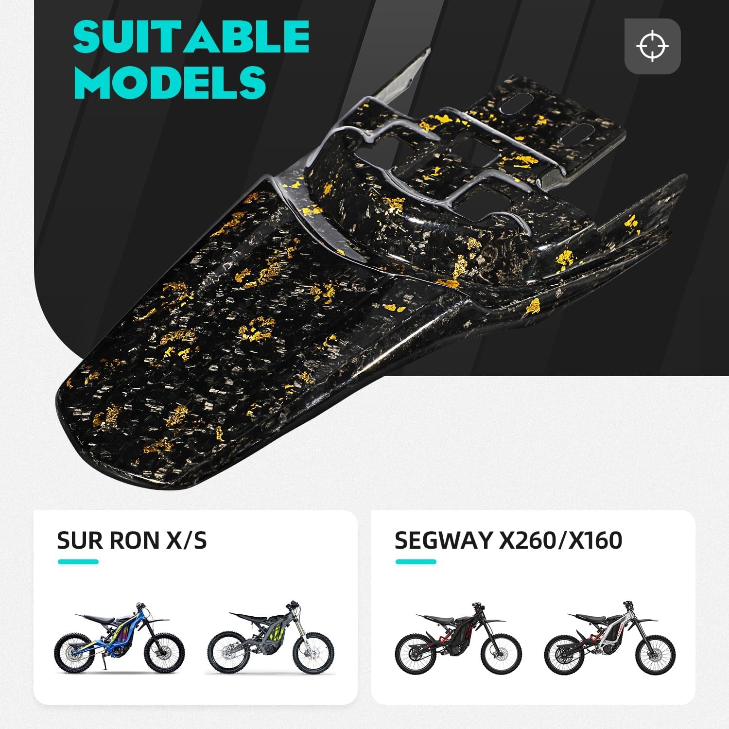 Dirt Bike Rear Fender Mud Guard Carbon Fiber for Surron Sur Ron Light Bee X/S X260 X160 Electric Dirt Bike Gold