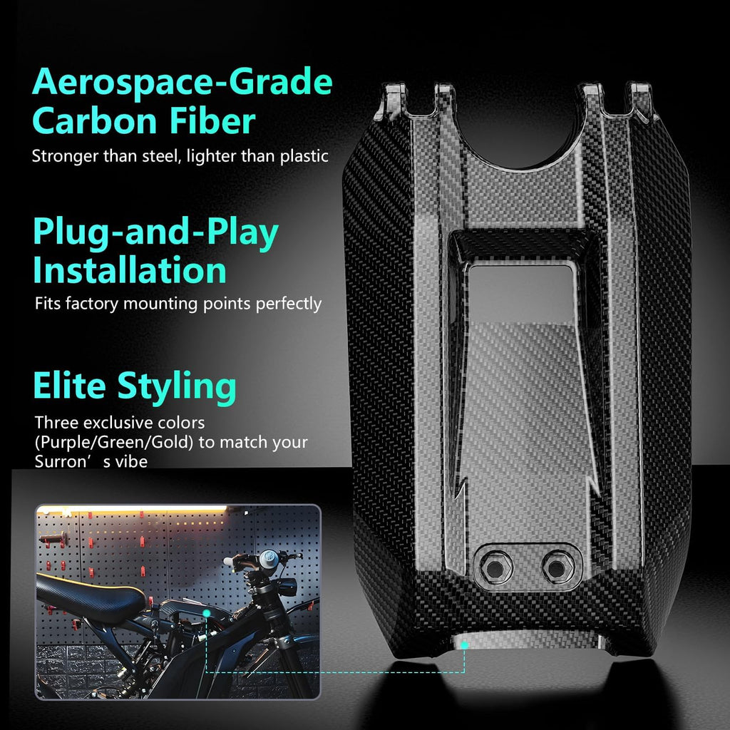 Surron Battery Cover Carbon Fiber Motorcycle Ebike Battery Lid Guards Wrap for Surron Sur Ron Light Bee X/S Electric Dirt Bike Black