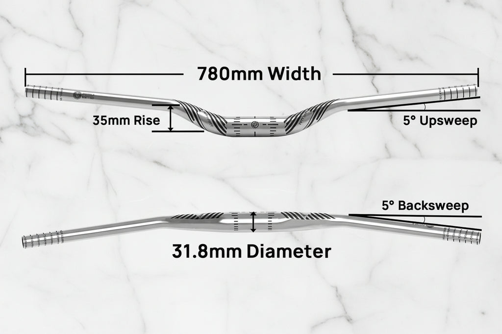 Mountain Bike Riser Handlebar, Aluminum Alloy MTB Handlebar, 31.8Mm Diameter, 780Mm Wide Bicycle Bar