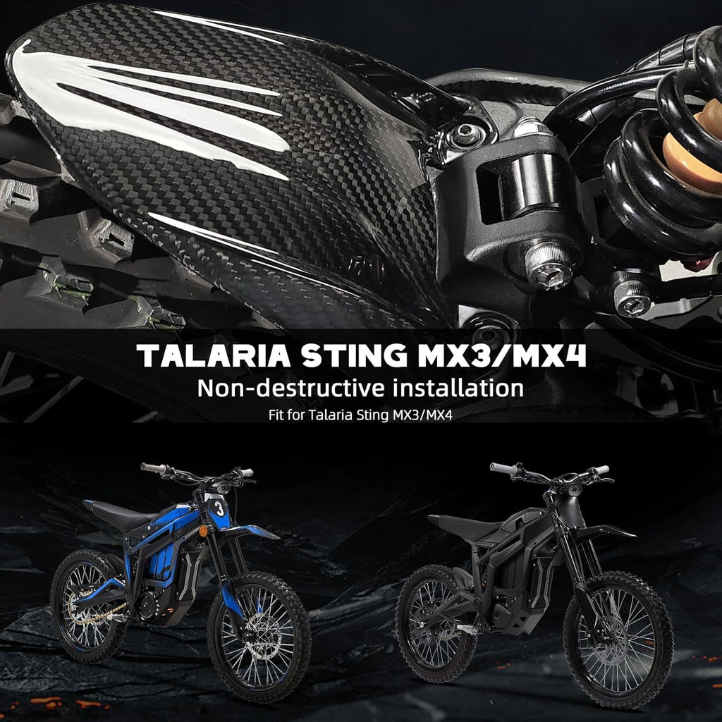 Real Carbon Fiber Mud Guard - Rear Cushion Fender Rear Fender Plastic Taparia Carbon Fiber Parts for Talaria Sting MX3/MX4/MX5 Talaria Electric Dirt Bike Talaria Sting R Bike Accessories