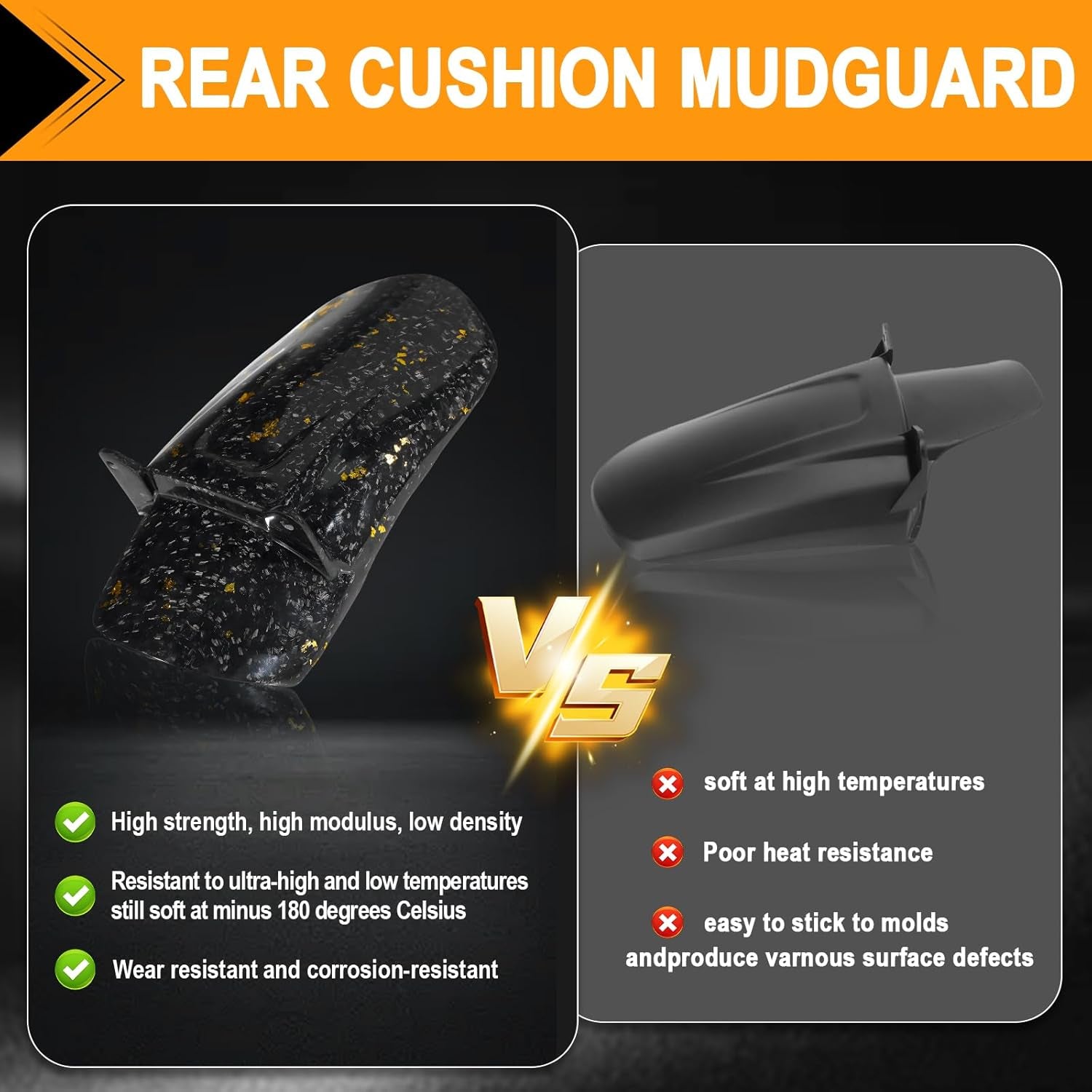Sur Ron Rear Cushion Fender,Carbon Fiber Motorcycle Fender Mud Guard for Surron Sur Ron Light Bee X/S Segway X260 X160 Electric Dirt Bike Gold